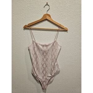 Forever 21 Pink snake print body suit top sz Large